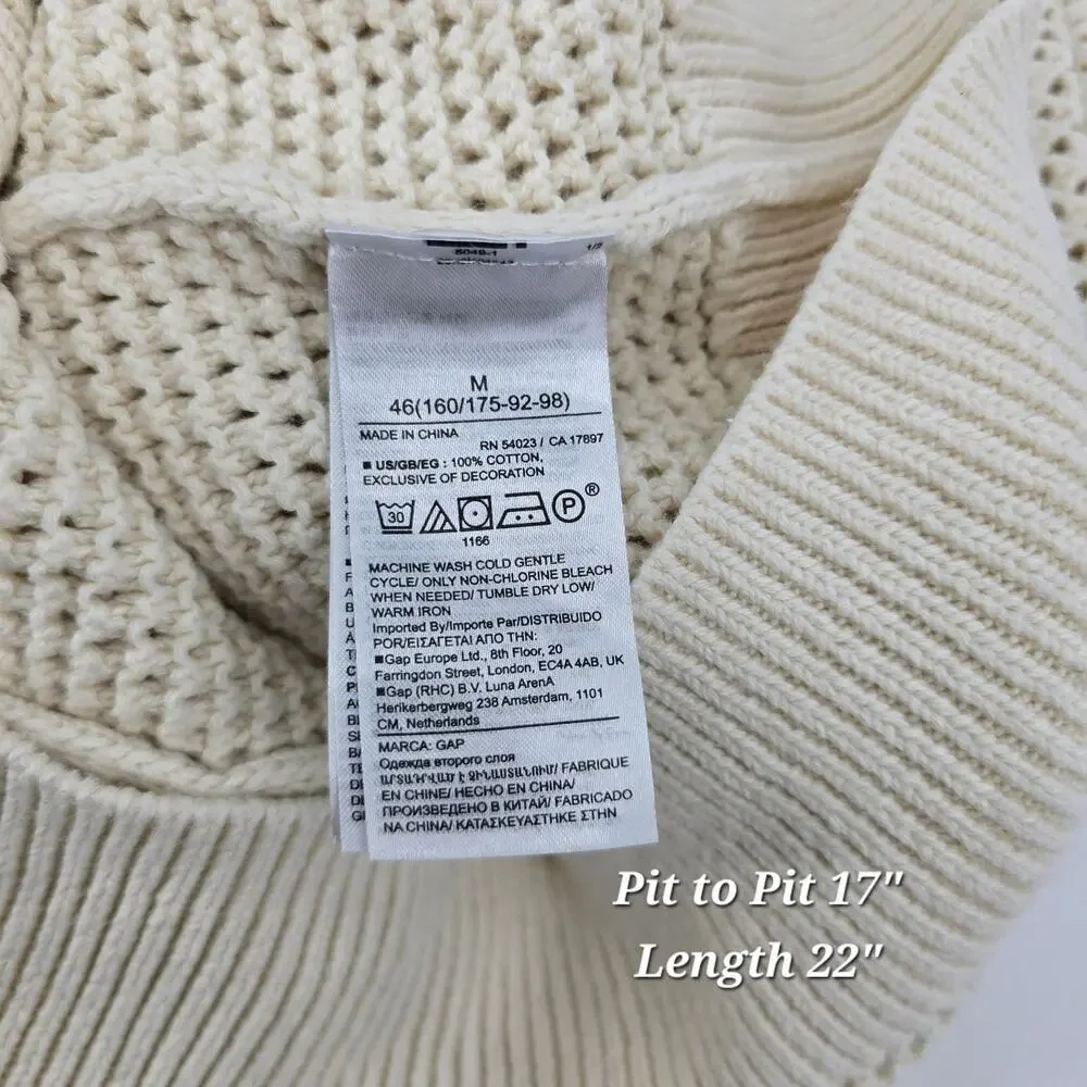 GAP Cream Open-Knit Cotton Sweater Medium‎ | Neutral | Minimalist